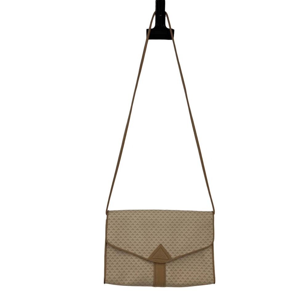 Vintage 1984 Liz Claiborne Cream Neutrals Triangles Envelope Shoulder Bag Purse